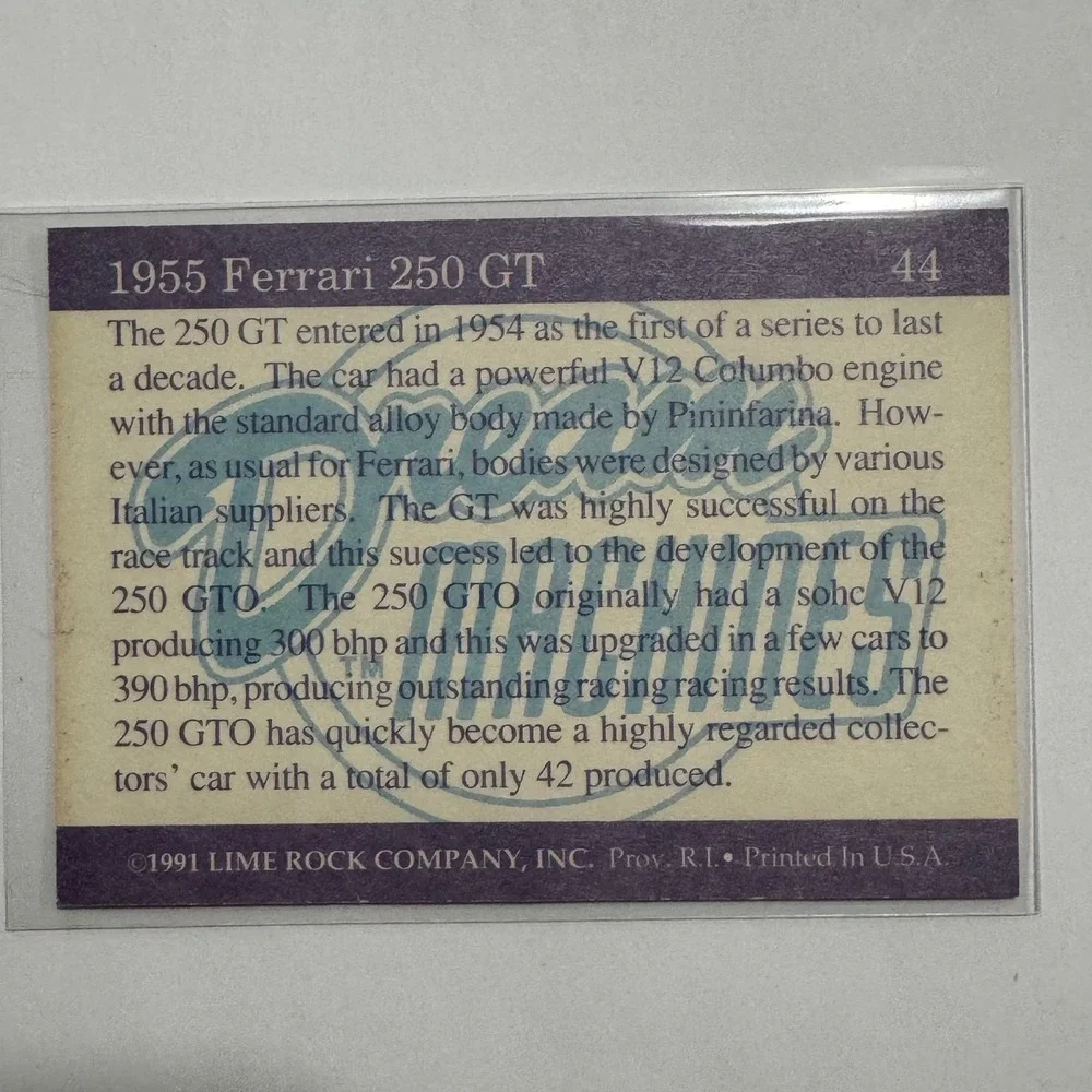 1955 Ferrari 250 GT Automobile Dream‎ Machines Trading Card Imperial Palace 1991